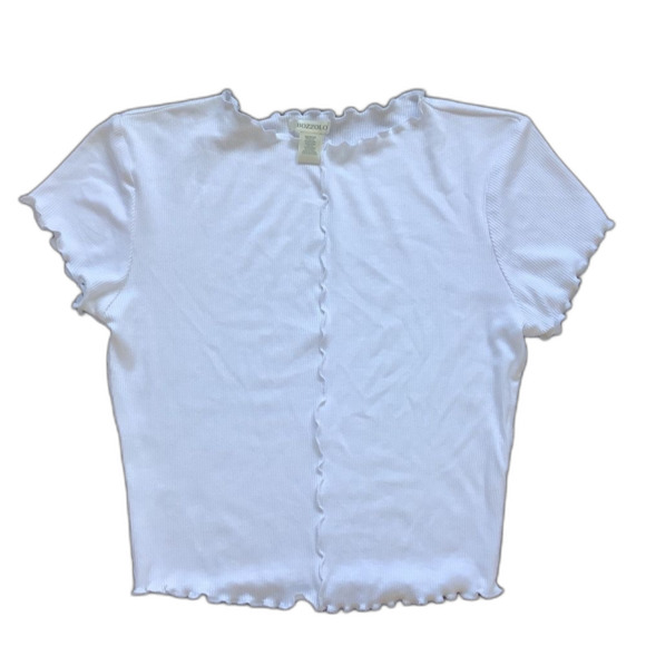Bozzolo Tops - 🎉Bozzolo Size medium white ribbed crop top lettuce hem